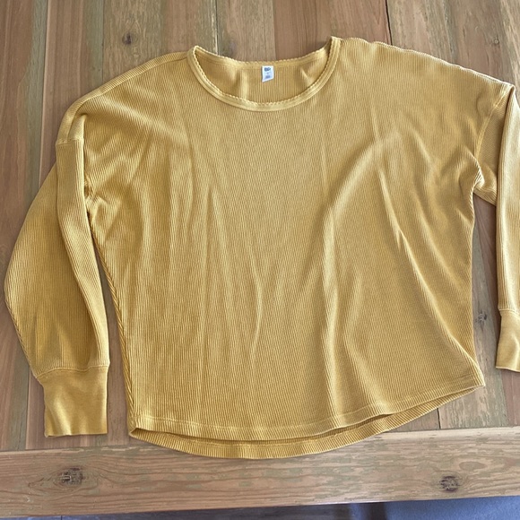 Waffle texture long sleeve top. In mustard yellow brand BP by Nordstrom - Picture 9 of 11